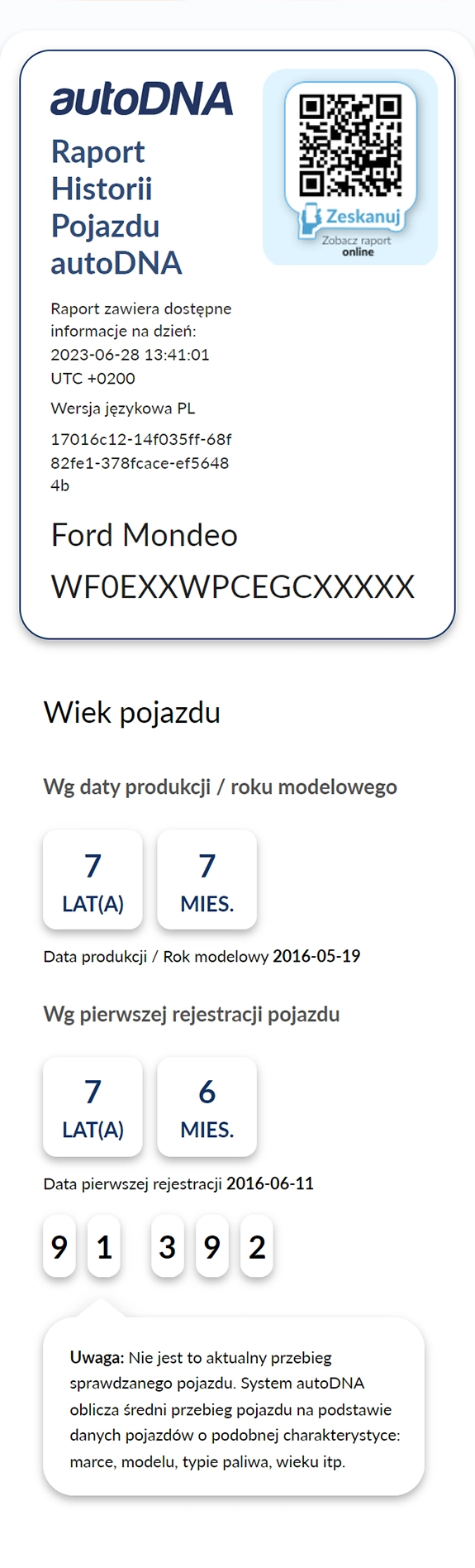 Raport Historii Pojazdu autoDNA - informacje wstępne