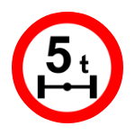 B – 19 Zakaz wjazdu pojazdów o nacisku osi większym niż ... t