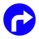 C – 2 Nakaz jazdy w prawo za znakiem