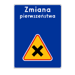 D – 48 zmiana pierwszeństwa z trójkątem wskazujący skrzyżowanie równorzędne