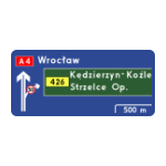 E – 1A Tablica przeddrogowskazowa na autostradzie