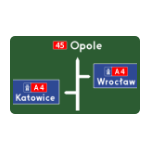 E – 1B Tablica przeddrogowskazowa przed wjazdem na autostradę