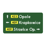 E – 2A Drogowskaz tablicowy umieszczany obok jezdni