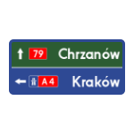 E – 2E Drogowskaz tablicowy umieszczany obok jezdni przed wjazdem na autostradę