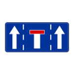 F – 17 Koniec pasa ruchu na jezdni jednokierunkowej