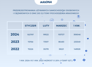Przerejestrowania używanych samochodów o DMC do 3,5 tony krajowe